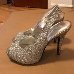 Silver sparkling high heels